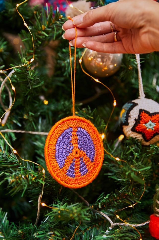 Décoration de Noël en tricot texturé symbole de la paix #1
