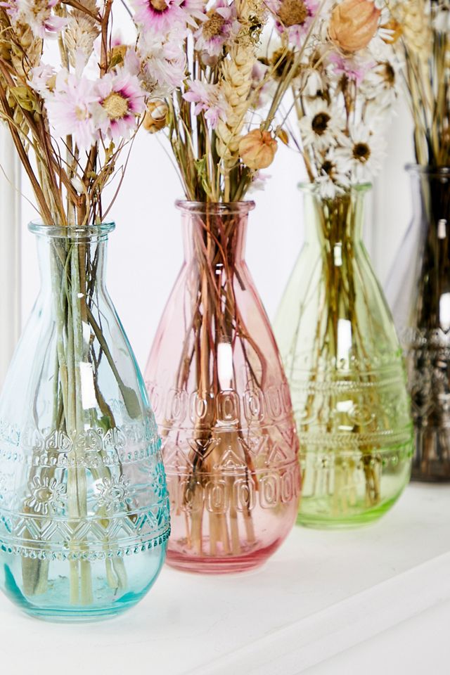 Plantophile Mini Patterned Glass Vase & Dried Flowers #6