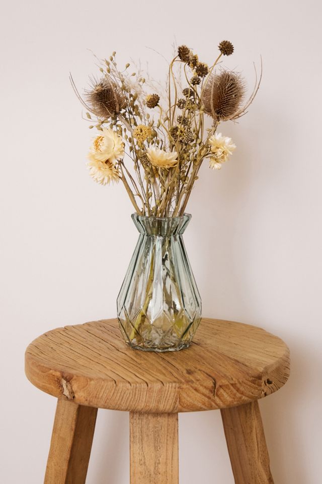Glass Vase & Dried Flower Bouquet Set  #1