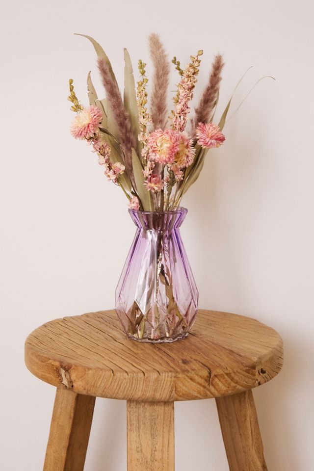 Glass Vase & Dried Flower Bouquet Set  #2