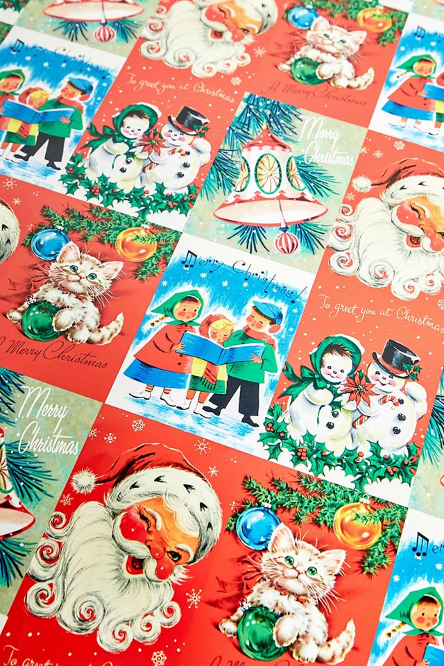 Vintage Christmas Cards Wrapping Paper #1