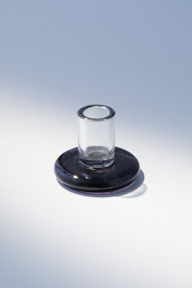 Bougeoir Anya Noir en Verre Effilé #1