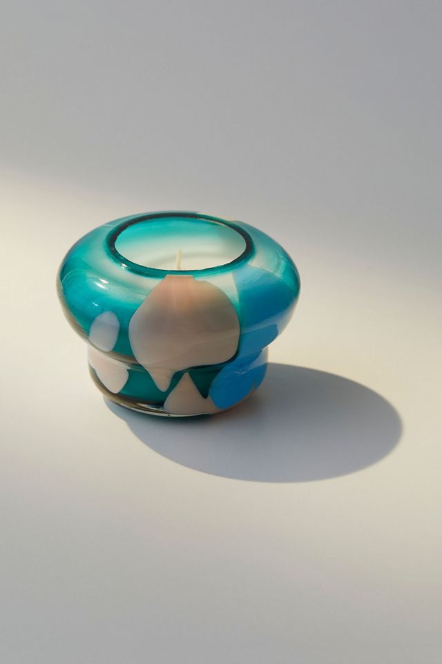 Carmella - Bougie dans un petit récipient en verre bleu  #1