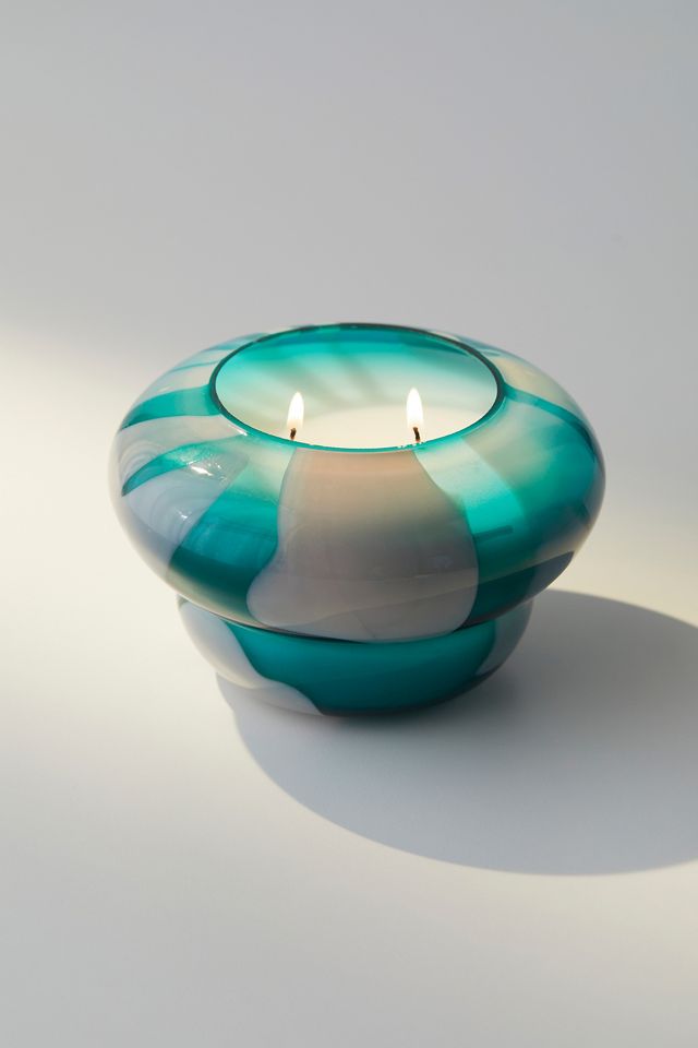 Carmella Blue Large Glass Candle 