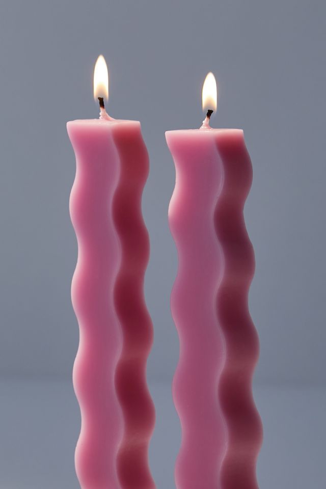 Pink Wavy Taper Candle 2Pack Urban Outfitters UK