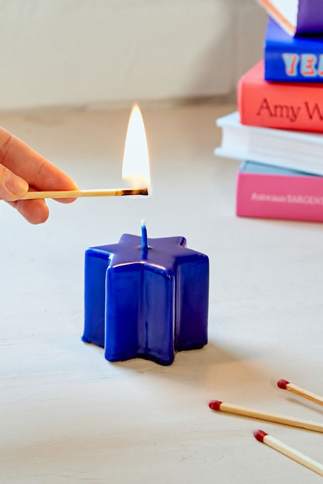 anna + nina - Petite bougie cylindrique étoile bleu saphir #1
