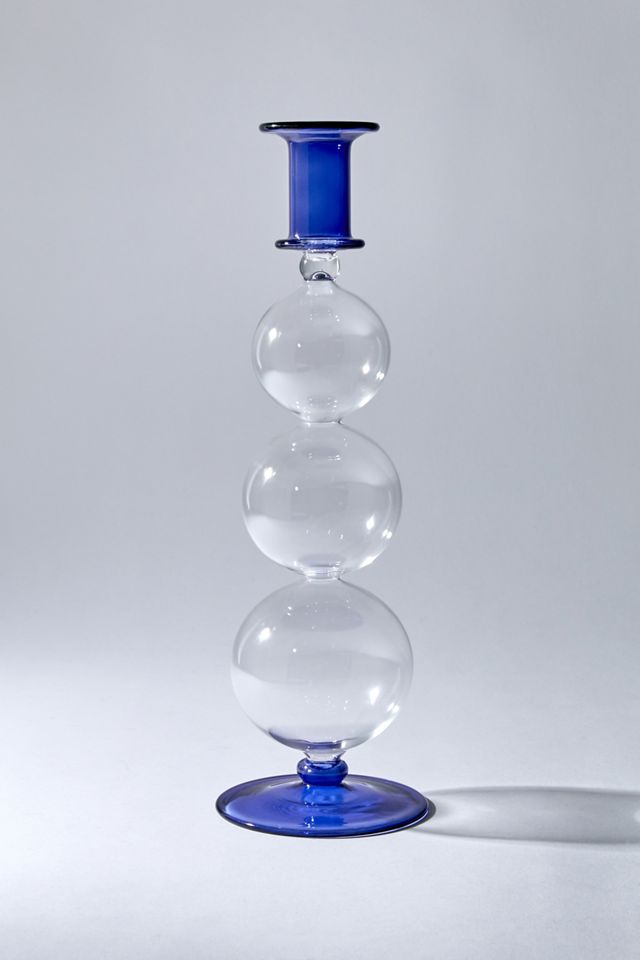 Blue Tipped Bubble Glass Candle Holder Urban Outfitters UK