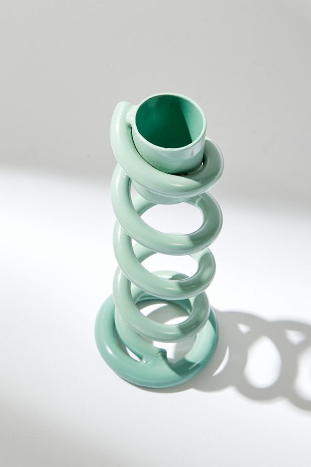 Portacandele conico a spirale blu #1