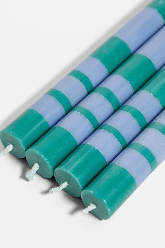 British Colour Standard Stripe Beryl Green e Moonstone Grey Taper Candle Set #2