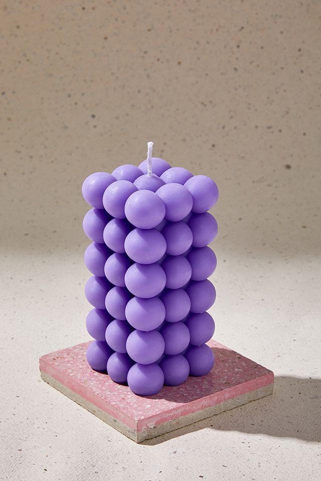 undefined | HOLM Purple Tall Bubble Pillar Candle