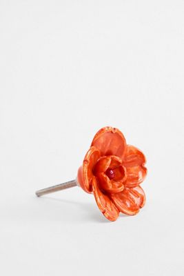 Orangefarbener Blumenknauf für Schubladen