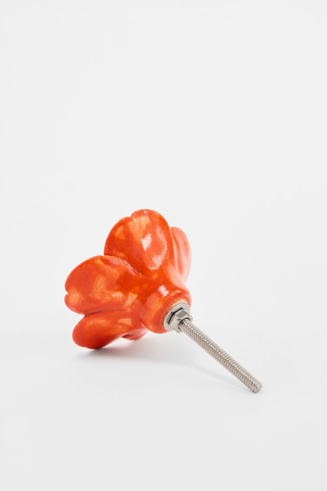 Orangefarbener Blumenknauf für Schubladen #2