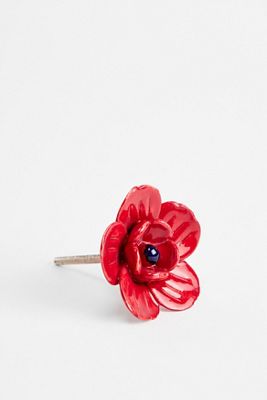 Red Flower Drawer Knob