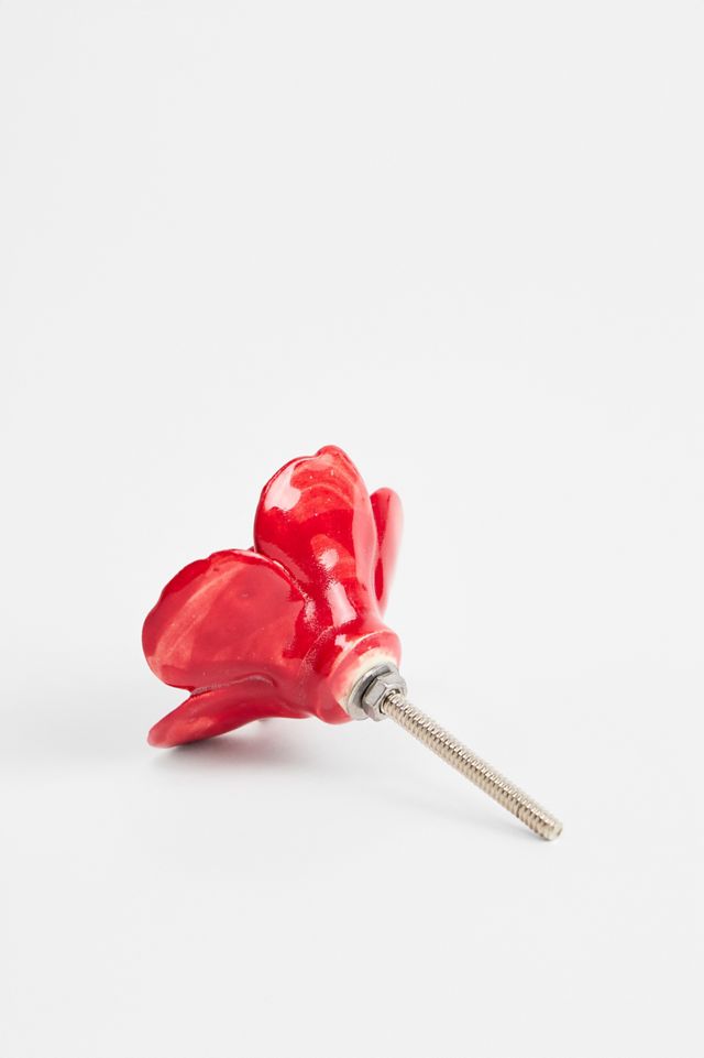 Bouton de tiroir à fleur rouge #2