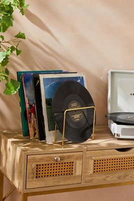 Estante de Almacenamiento de Vinilo Dorado