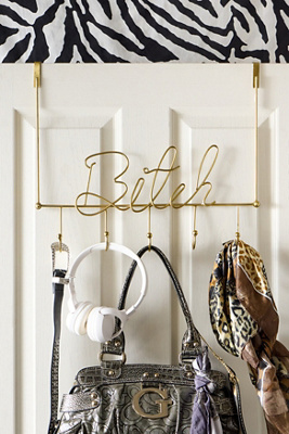 B*tch Over-The-Door Hook - Gold 39cm x 5cm x 12cm at Urban Outfitters