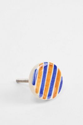 Blue & Orange Stripe Drawer Knob 