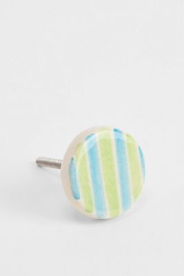Bouton de tiroir à rayures bleues et vertes
