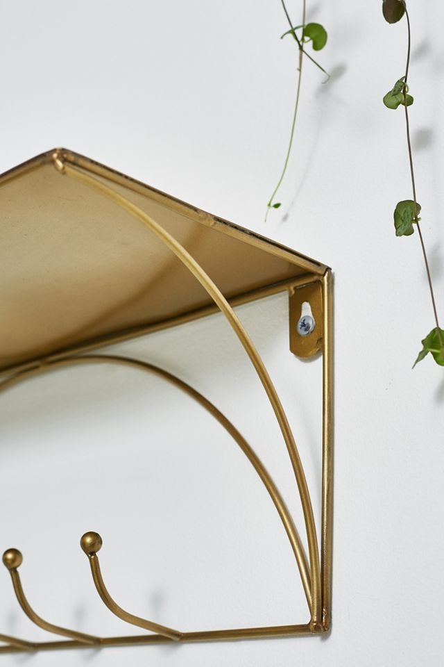 Metal Multi-Hook Wall Shelf #2