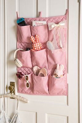 Pink Stripe 9-Pocket Hanging Storage Organiser