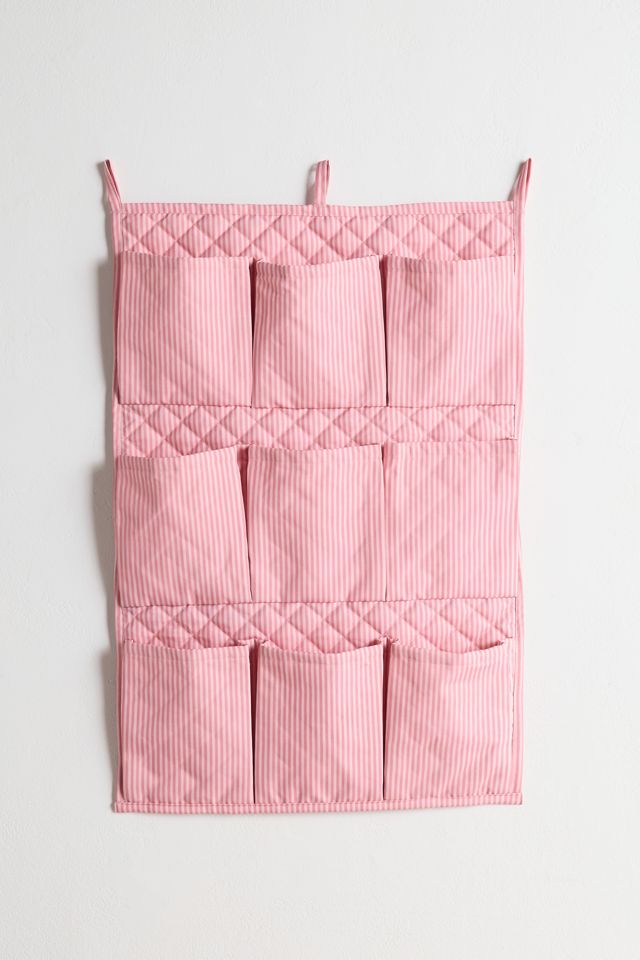 Rosa Gestreifter Hänge-Aufbewahrungsorganizer mit 9 Taschen #1