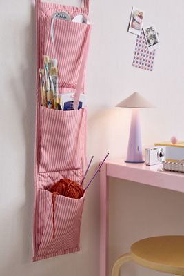 Pink 3-Pocket Hanging Storage Organiser
