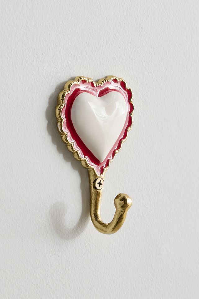 Dolly Heart Red & White Wall Hook #1