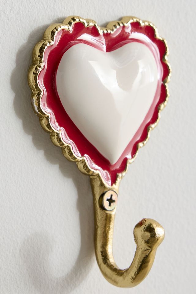 Dolly Heart Red & White Wall Hook #2