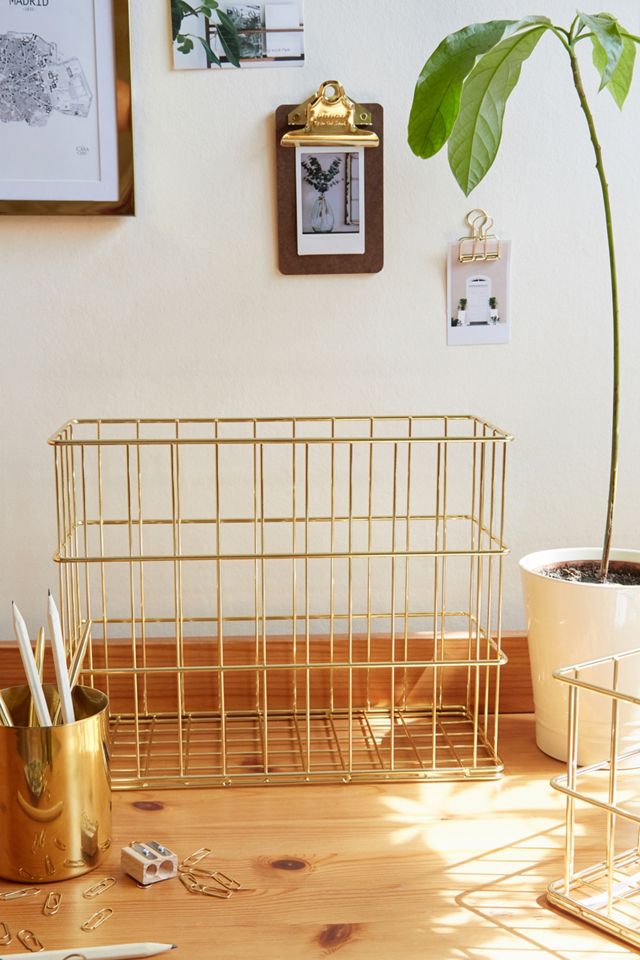 Gold Tall Wire Storage Basket #1