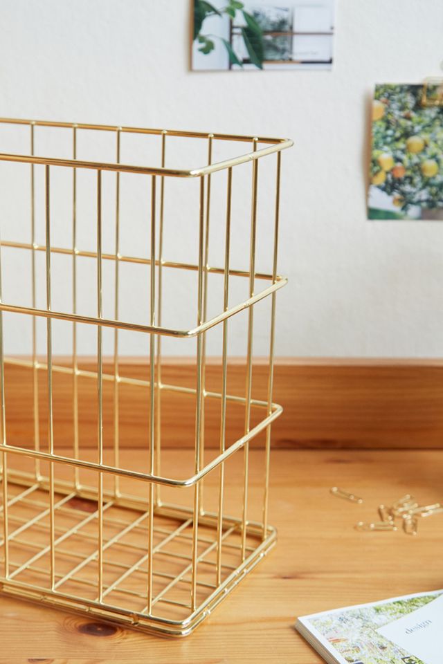 Gold Tall Wire Storage Basket #2