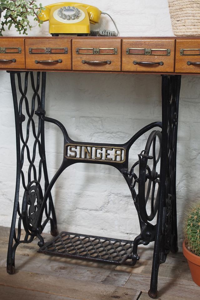 Urban Renewal Vintage Singer Sewing Machine Console Table | Urban ...