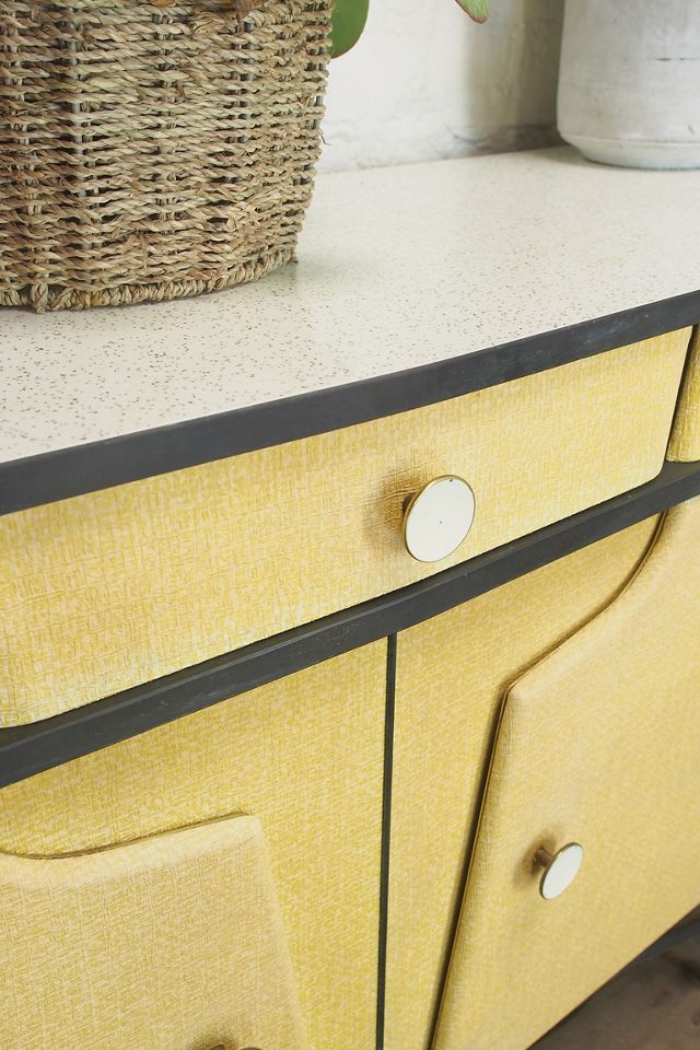 Urban Renewal Vintage 1950s Fabric Covered Formica Sideboard