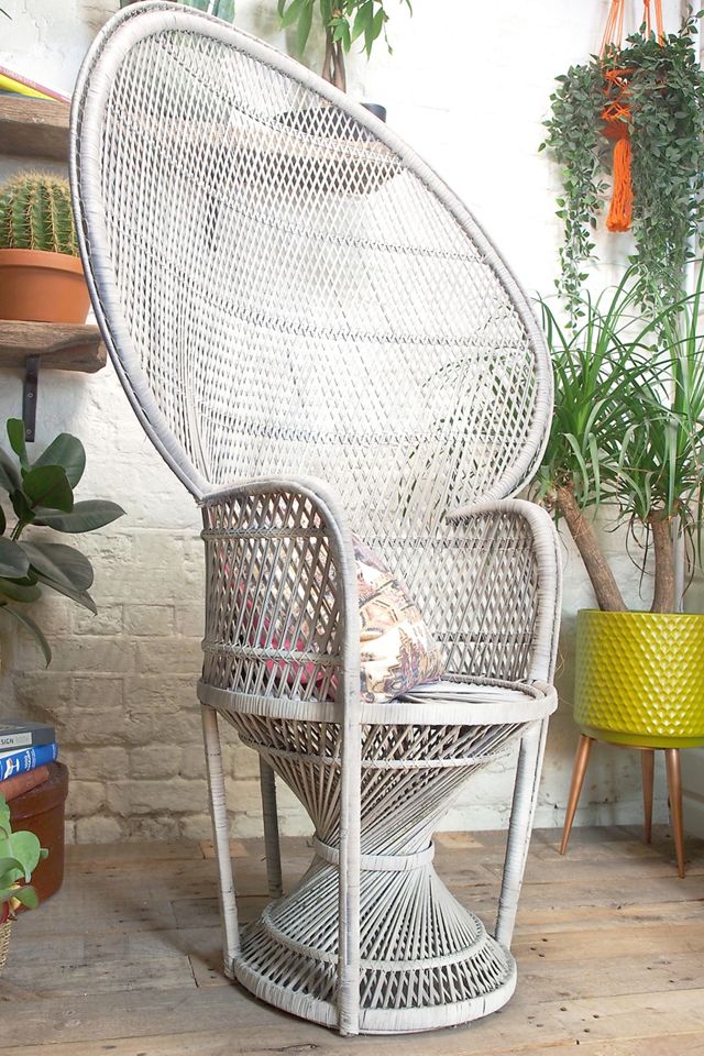 Urban Renewal Vintage Painted Cane And Rattan Peacock Chair #1