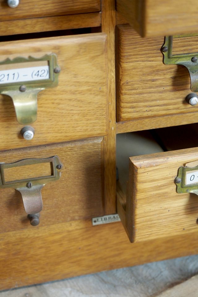 Urban Renewal Vintage Oak Library Card Drawers  #2