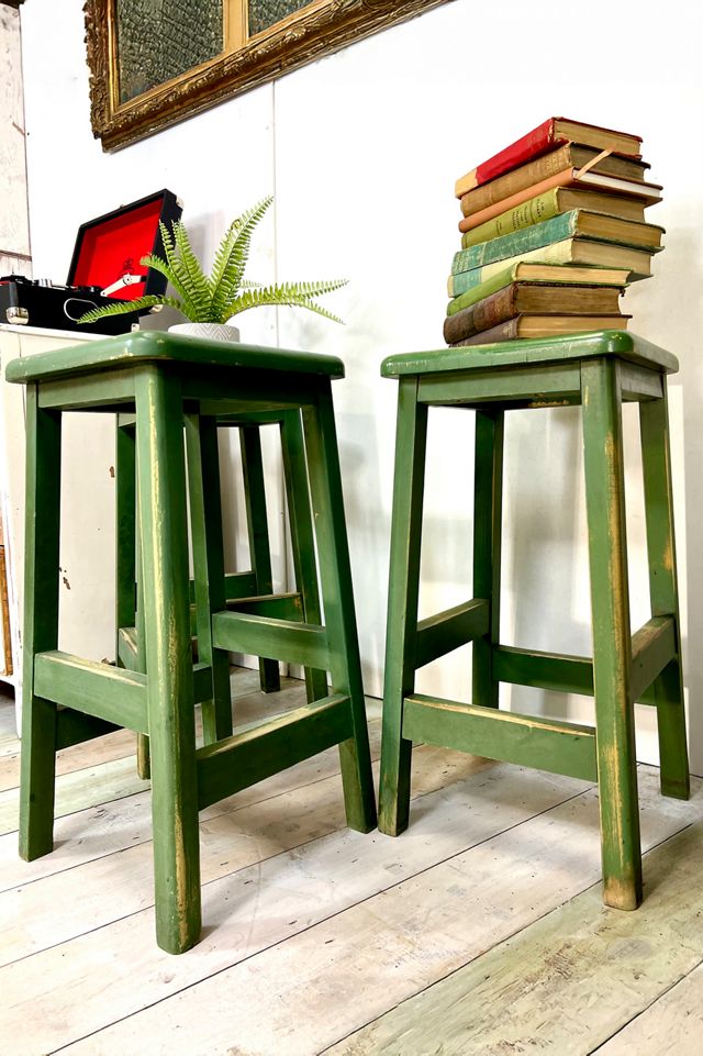 Originall Creations Vintage Painted Bar Stools Set Of 4 #1