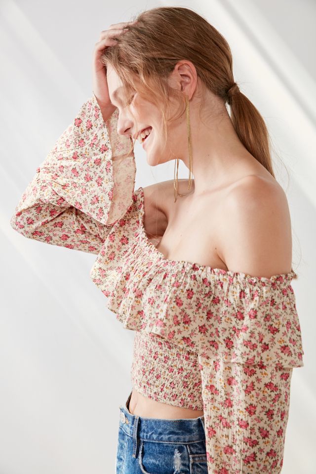 Kimchi Blue Kimora Smocked Ruffle Off-The-Shoulder Top #3