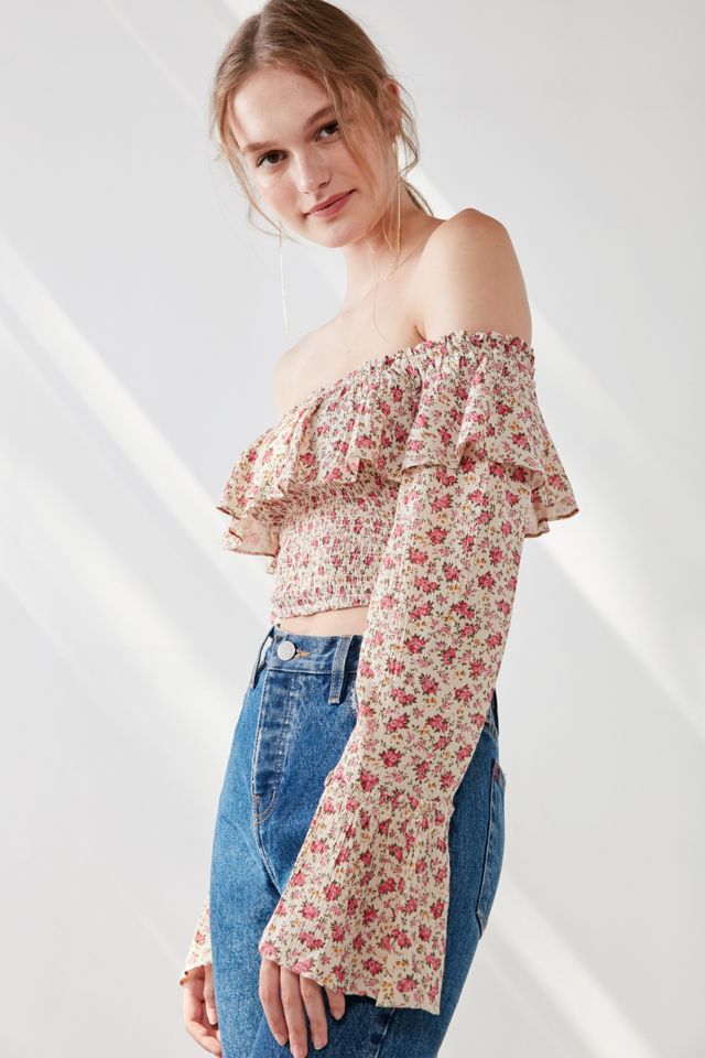 Kimchi Blue Kimora Smocked Ruffle Off-The-Shoulder Top #5
