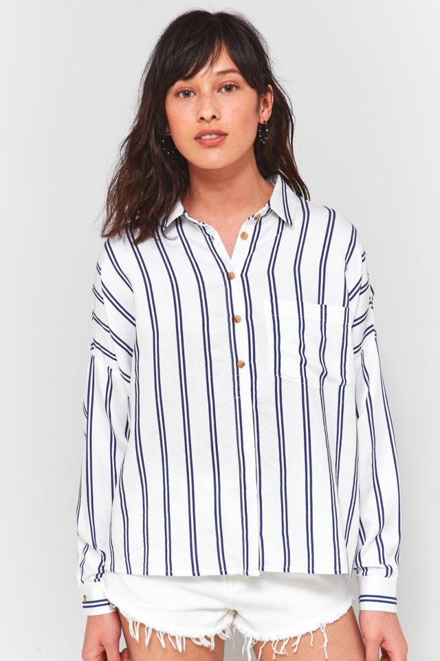 Urban Outfitters Double Stripe Button-Down Shirt | Urban Outfitters UK