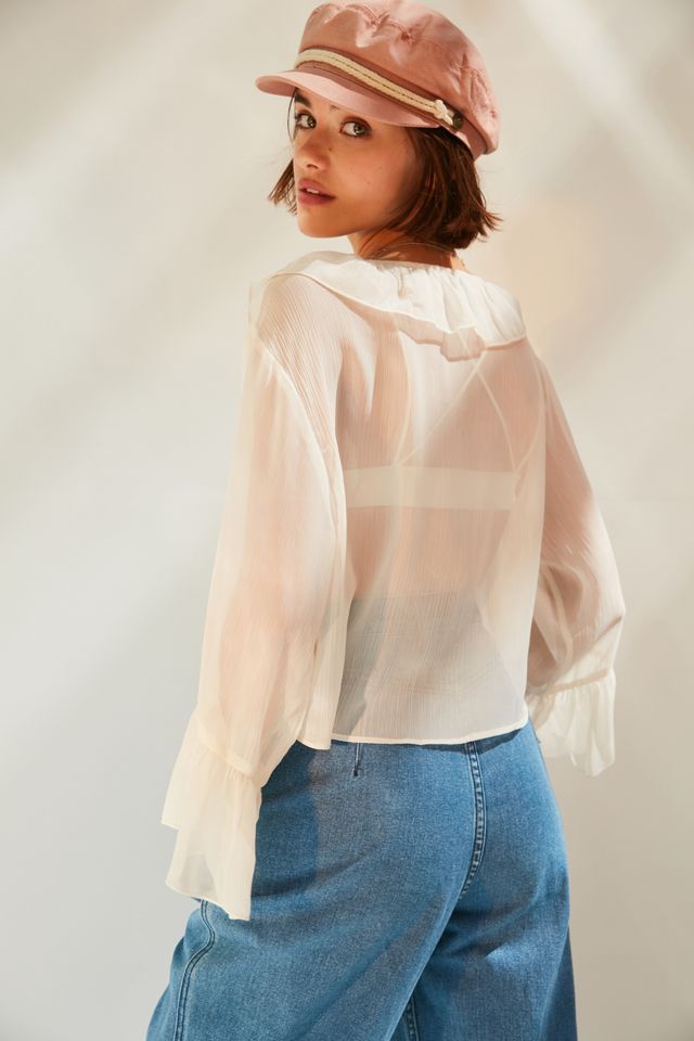 Kimchi Blue Leola Sheer Ruffle Blouse #3
