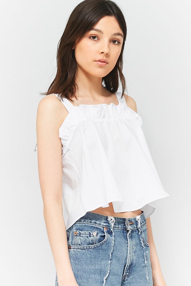Urban Outfitters Poplin Ruffle Neck Cami