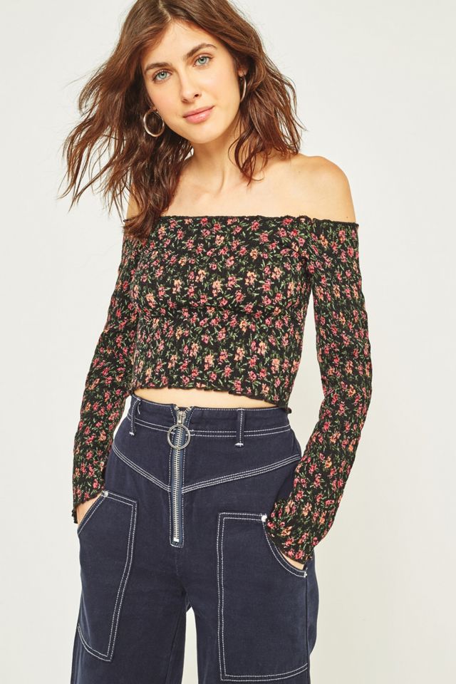 Pins & Needles Winter Picnic Off-the-Shoulder Bardot Floral Top