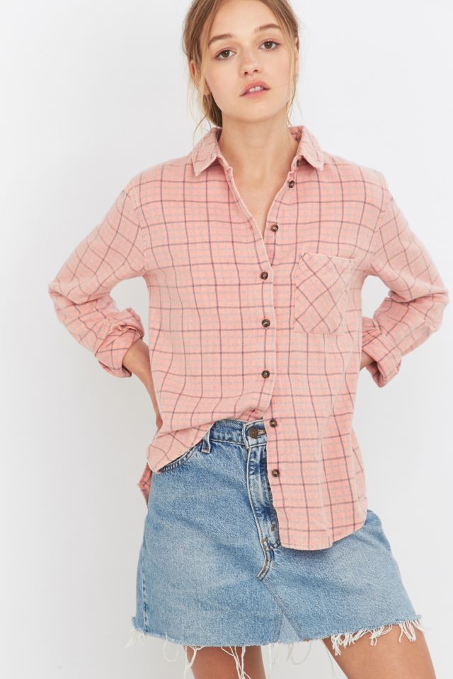 BDG Girlfriend Pink Flannel Shirt | Urban Outfitters UK