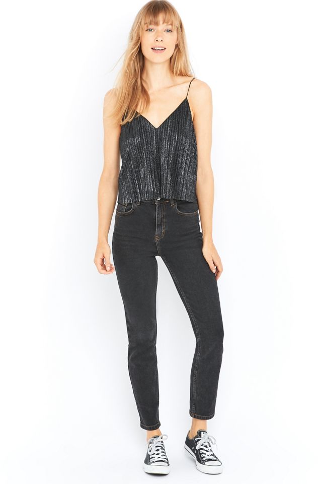 Light Before Dark Black Metallic Pleated Cami #1