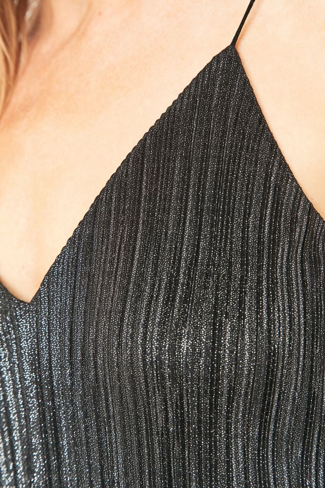 Light Before Dark Black Metallic Pleated Cami #2