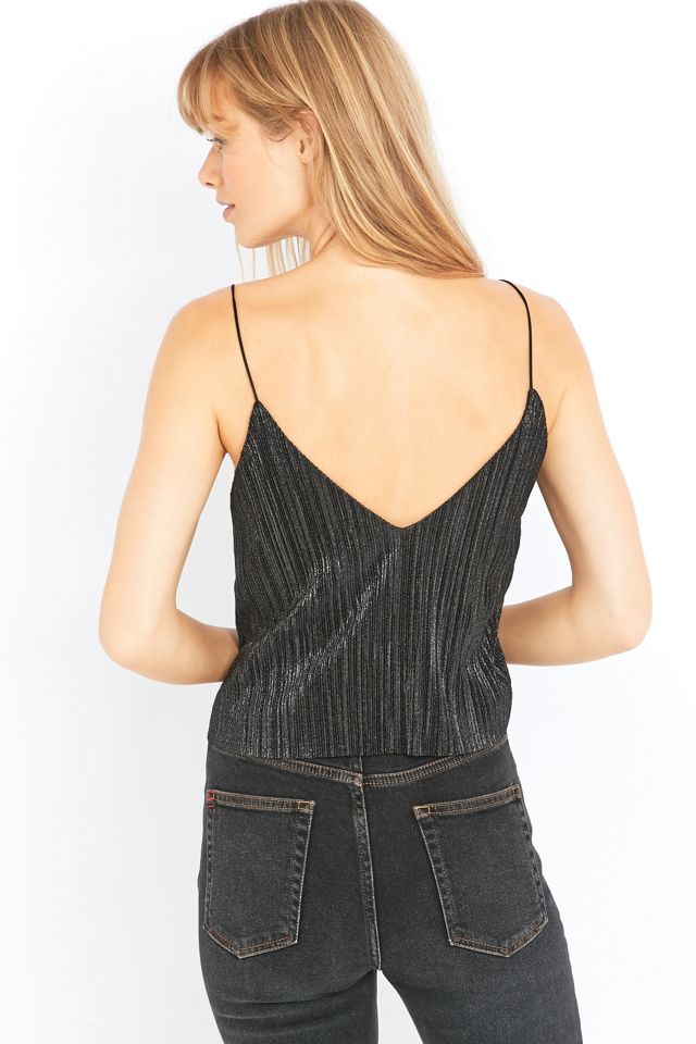 Light Before Dark Black Metallic Pleated Cami #3