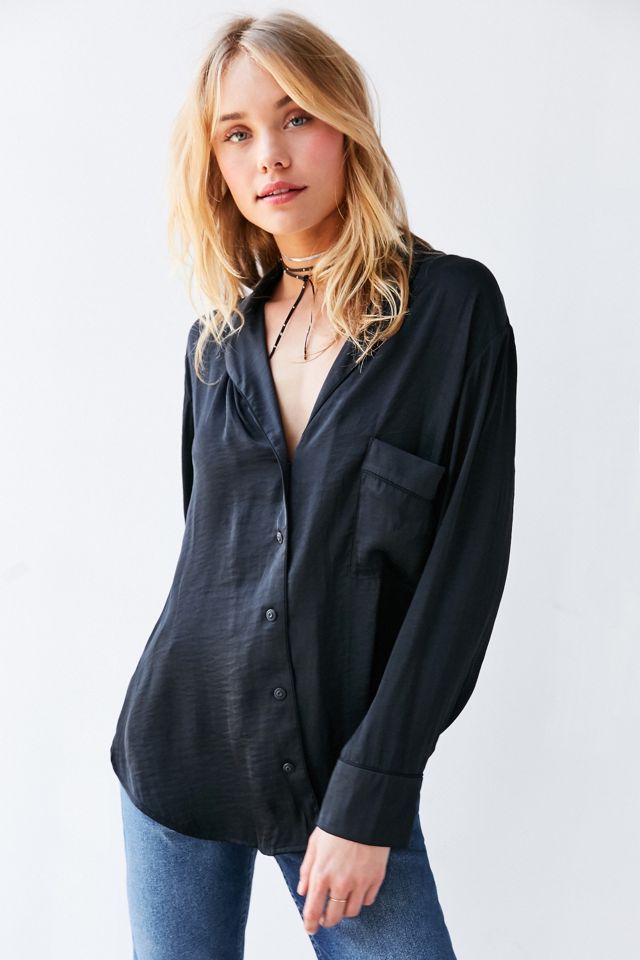 Silence + Noise Beckett Black Button-Down Shirt #4