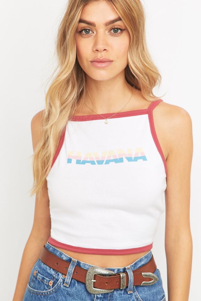 Truly Madly Deeply Havana Cropped White Cami Urban Outfitters Uk 5259