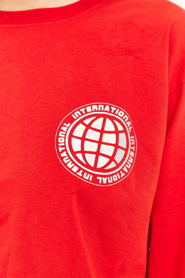 BDG United Long Sleeve Red Foil Cropped Top #2