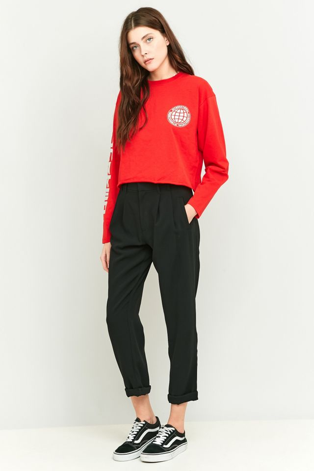 BDG United Long Sleeve Red Foil Cropped Top #4