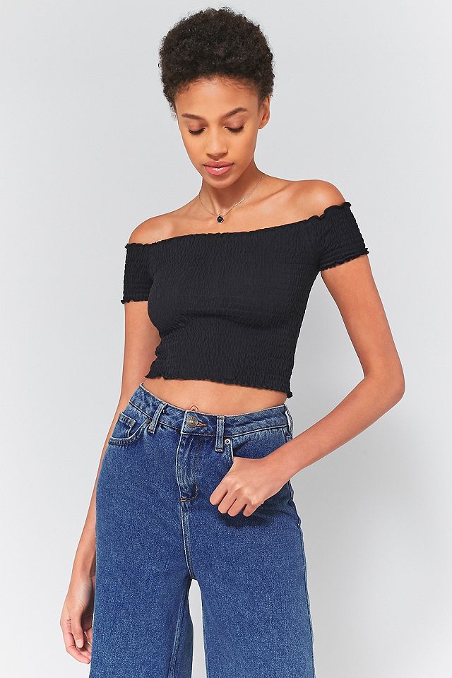 Pins & Needles Bardot Smocked Off-The-Shoulder Top | Urban Outfitters UK